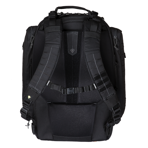 back of the black three Day Plus 62 liter Backpack