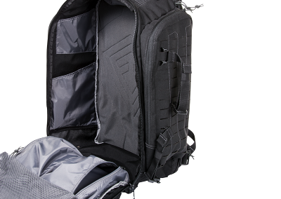 inside of the black three Day Plus 62 liter Backpack